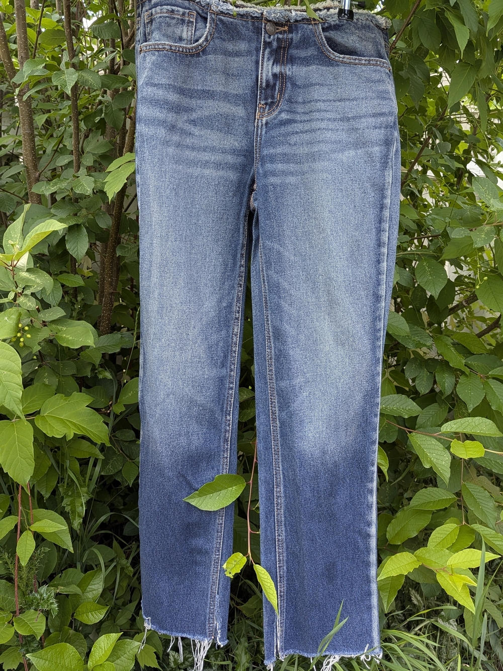 Cello High Rise Straight Leg Distressed Jeans Edgy Streetwear Trendy Grunge Raw